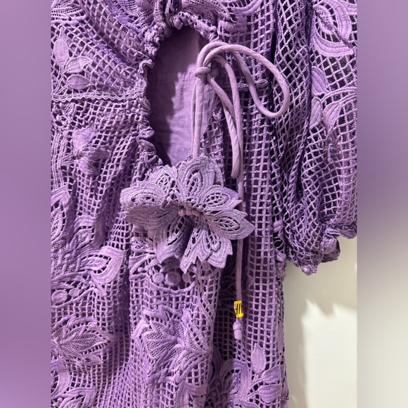 FARM Rio Cut Out Guipire Midi Dress in Lilac Size Large CALLOUTS - Picture 11 of 11